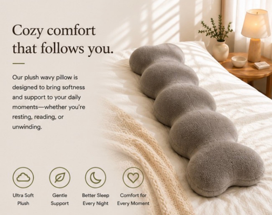 NiyiH Plush Wavy Pillow Long Pillow