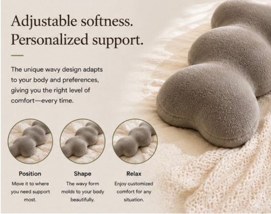 NiyiH Plush Wavy Pillow Long Pillow