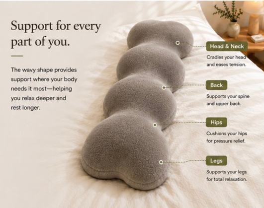 NiyiH Plush Wavy Pillow Long Pillow